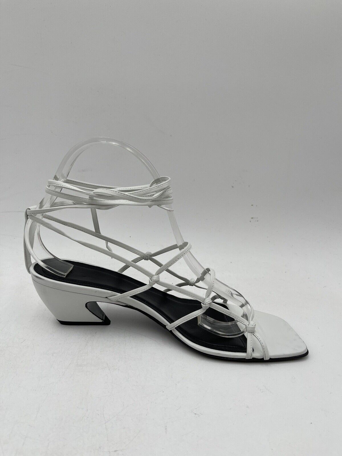 Women’s CO Knotted Designer Footwear Heels in Collor White Size 38