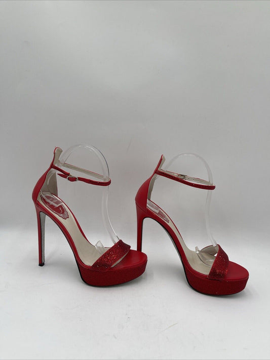 Women’s Rene Caovilla Desingner Footwear  Platform Heels Color Red Size 38.5