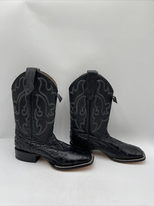 Cody James Men's Exotic Full Quill Ostrich Western Boots Square Toe Color Black Size 9.5D