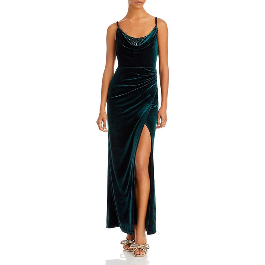 BCBGMAXAZRIA Womens Clothing Velvet Long Evening Dress Color Green Size XS