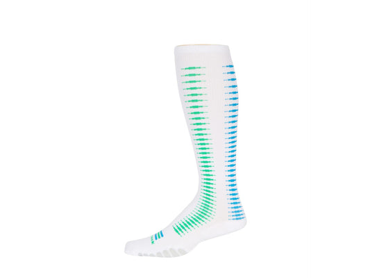 Eurosock Graduated Compression Multi Stripe Socks Medium Weight Color Electra White Size SM (US Men's Shoe 5-7, Women's Shoe 5.5-8)