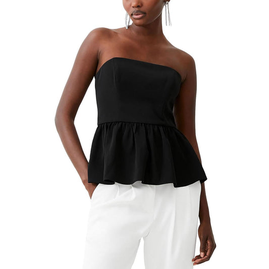 Women's Clothing French Connection Womens Peplum Bandeau Strapless Top Color Black Size 6