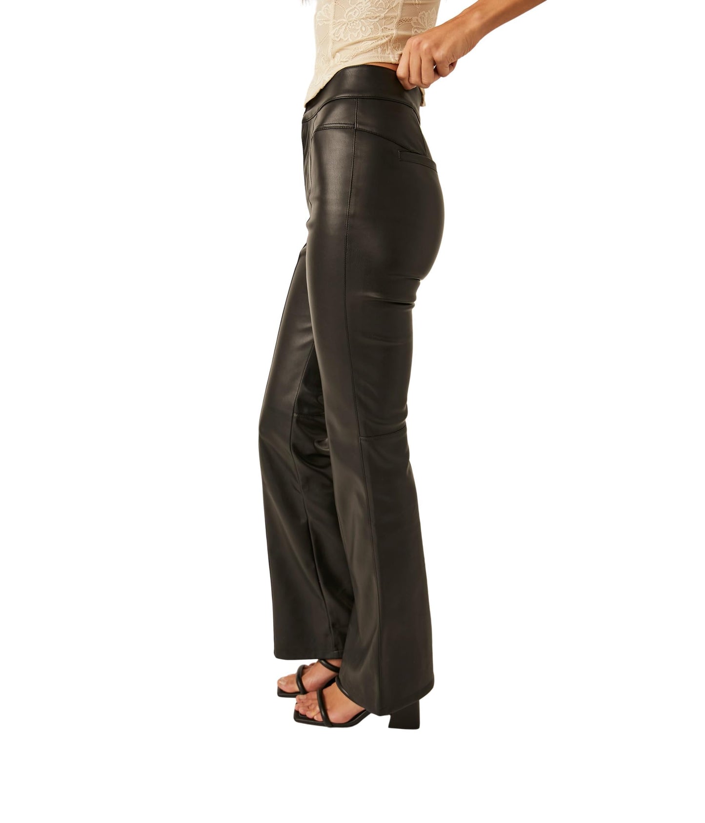 We The Free Womens Clothing Uptown Faux Leather High Rise Dress Pants Color Black Size 4