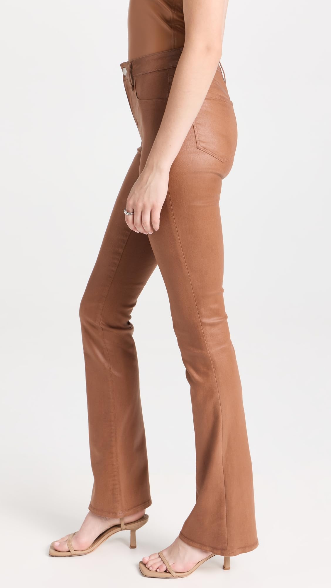 Women's Clothing L'AGENCE Women's Selma Sleek Baby Boot Pants, Color Fawn Coated, Brown, Size 24