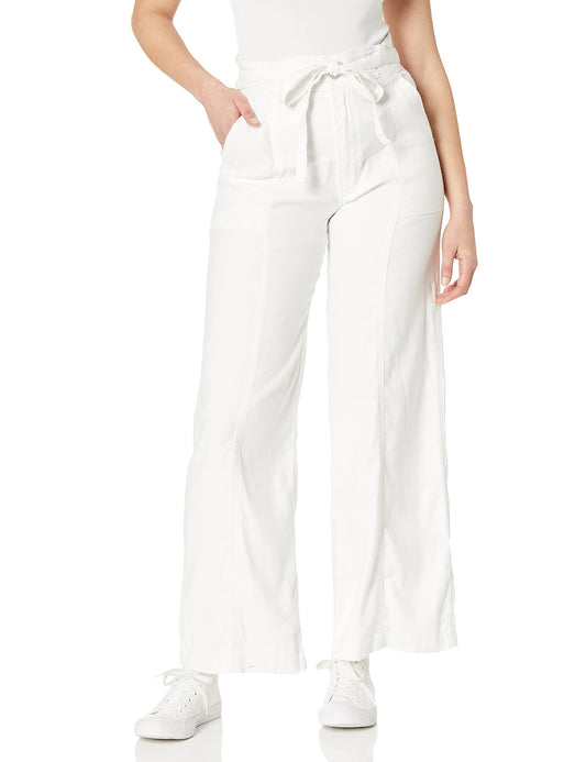 Women's Clothing HUDSON Women's Tie Waist Wide Leg -Trouser, Color Optic White Size 27