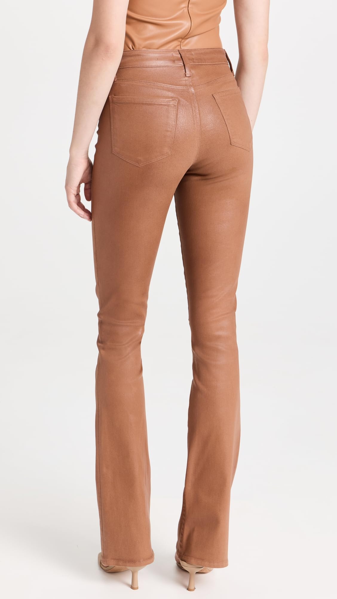 Women's Clothing L'AGENCE Women's Selma Sleek Baby Boot Pants, Color Fawn Coated, Brown, Size 24