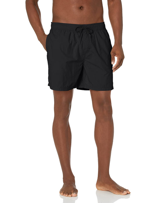 Reyn Spooner Men's Solid 6" Swim Trunks Swimwear, Solid Stretch Limo Color Black, Size S