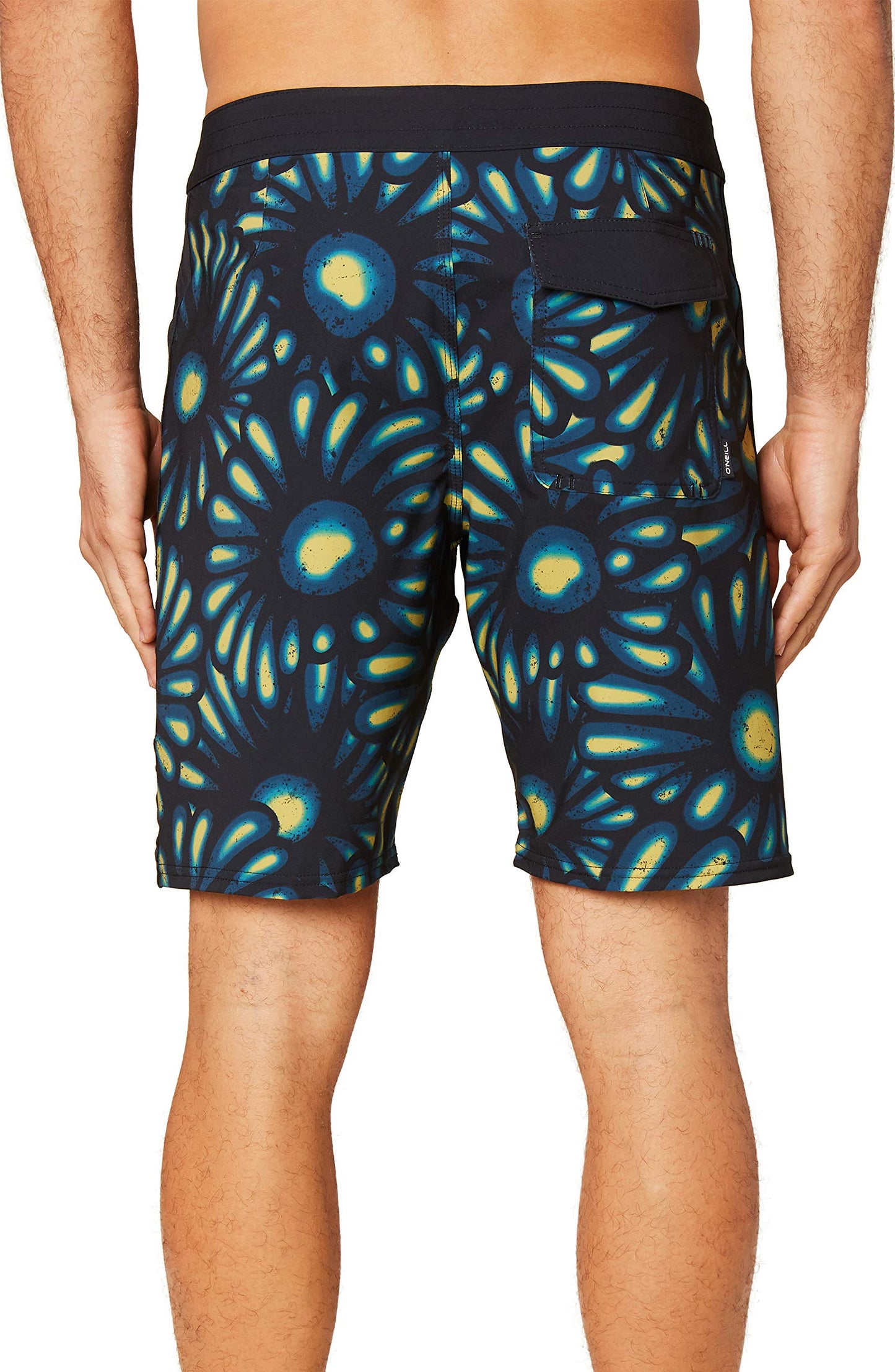 O'NEILL Mens Clothing Hyperfreak Sunburst Swim Board shorts, Color Black 19", Size 29