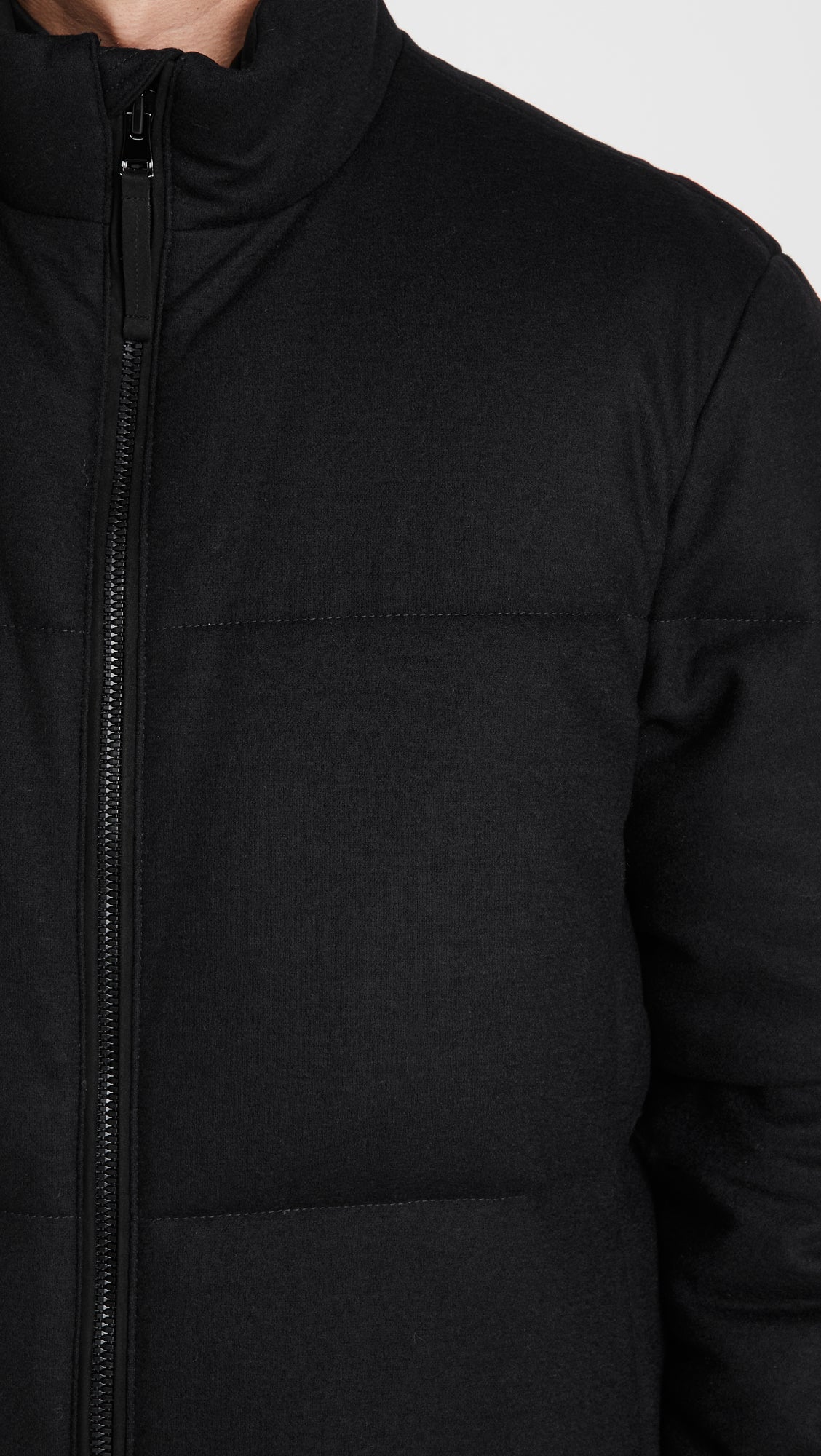 Vince Men's Clothing Cozy Wool Down Puffer Zip Up Jacket, Color Black, Size XL